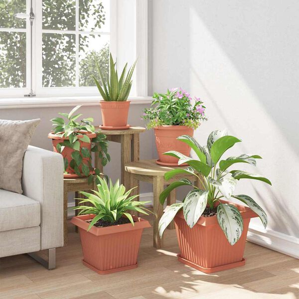 vidaXL Vaso Quadrado para Flores 24 pcs Vermelho Tijolo Pl&aacute;stico