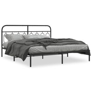 vidaXL Estrutura de cama em metal com cabeceira 180x200 cm preto