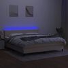 vidaXL Cama box spring c/ colch&atilde;o e LED 160x200 cm tecido cor creme