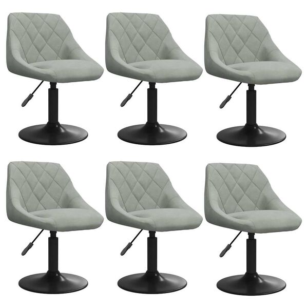 vidaXL Cadeiras de jantar girat&oacute;rias 6 pcs veludo cinzento-claro