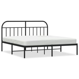 vidaXL Estrutura de cama em metal com cabeceira 180x200 cm preto
