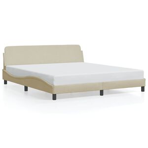 vidaXL Estrutura de cama Dover 180x200 cm tecido cor creme