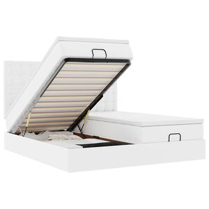 vidaXL Estrutura de cama otomana com colch&otilde;es 180x200 cm branco puro