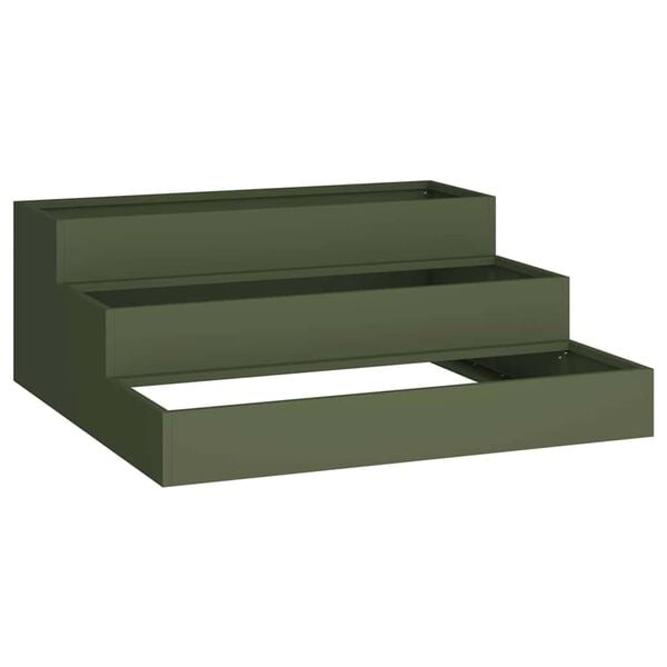 vidaXL Vaso de Jardim Verde Oliva 90 x 90 x 35 cm Aço laminado a frio