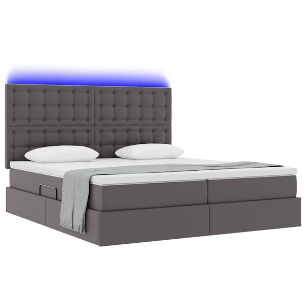 vidaXL Cama com arruma&ccedil;&atilde;o e LED Cinzeto 180 x 200 cm Couro sint&eacute;tico