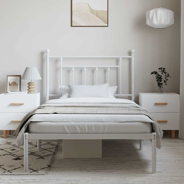 vidaXL Estrutura de cama com cabeceira 100x190 cm metal branco