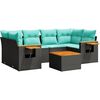 vidaXL 7 pcs conjunto de sof&aacute;s p/ jardim c/ almofad&otilde;es vime PE preto