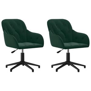 vidaXL Cadeiras de jantar giratorias 2 pcs veludo verde-escuro