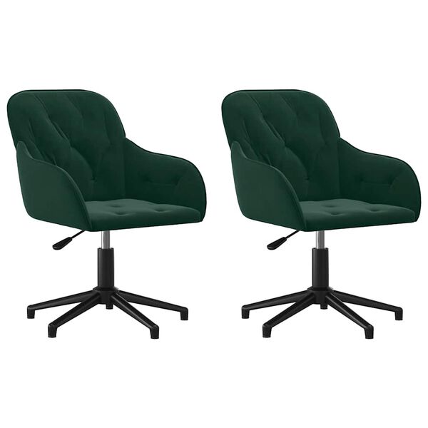 vidaXL Cadeiras de jantar giratorias 2 pcs veludo verde-escuro