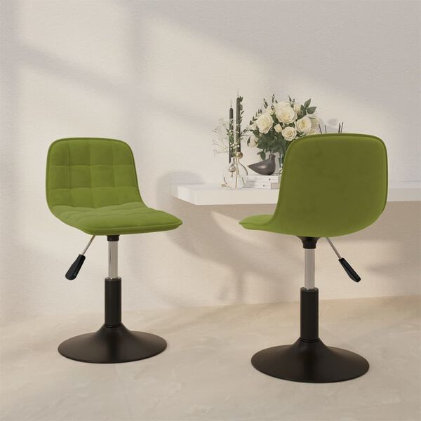 vidaXL Cadeiras de jantar girat&oacute;rias 2 pcs veludo verde-claro