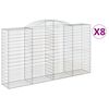 vidaXL Cestos gabi&atilde;o arqueados 8pcs 300x50x160/180cm ferro galvanizado
