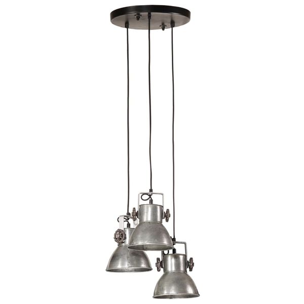 vidaXL Candeeiro suspenso 25 W 30x30x100 cm E27 prateado vintage