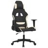 vidaXL Cadeira gaming de massagens tecido preto e creme