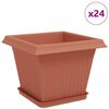 vidaXL Vasos de Plantas 24 unid. Vermelho Tijolo Pl&aacute;stico