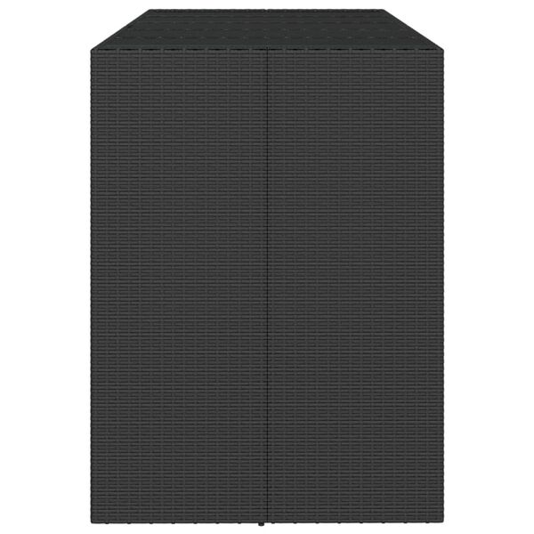 vidaXL Mesa de bar com tampo de vidro 185x80x110 cm vime PE preto
