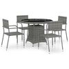 vidaXL 5 pcs conjunto jantar p/ jardim vime PE antracite e cinzento
