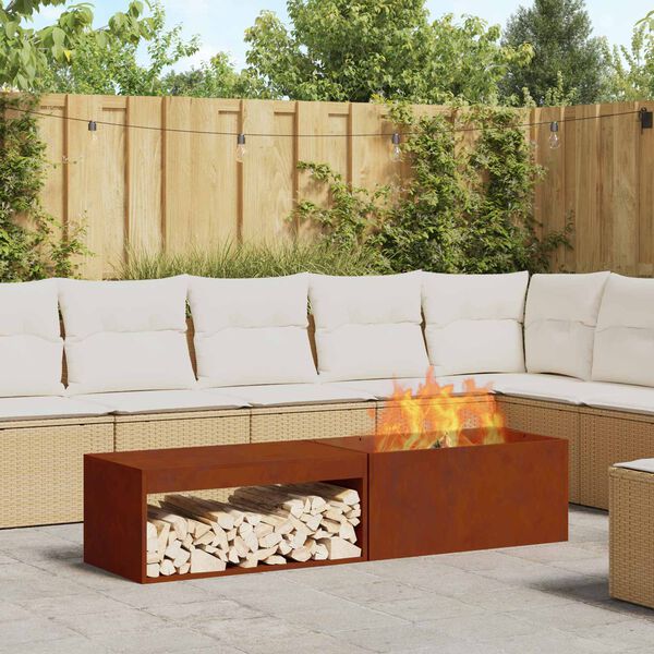 vidaXL Fire Pit Castanho 160 x 45 x 35 cm A&ccedil;o