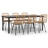 vidaXL 7 pcs conjunto de jantar para jardim vime PE