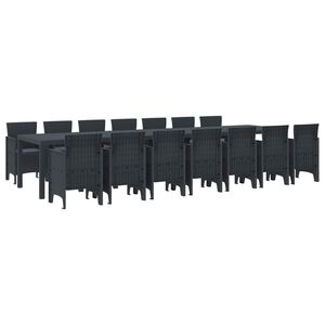 vidaXL Conjunto de Jantar para Jardim com Almofadas 15 pcs Antracite