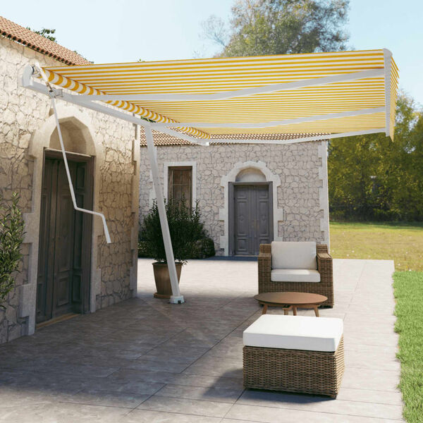 vidaXL Toldo autom&aacute;tico independente 600x350 cm amarelo e branco