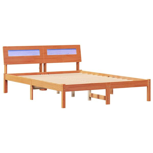 vidaXL Estrutura da Cama com cabeceira Marrom Cera 135 x 190 cm