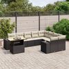 vidaXL 10 pcs conjunto sof&aacute;s de jardim c/ almofad&otilde;es vime PE preto