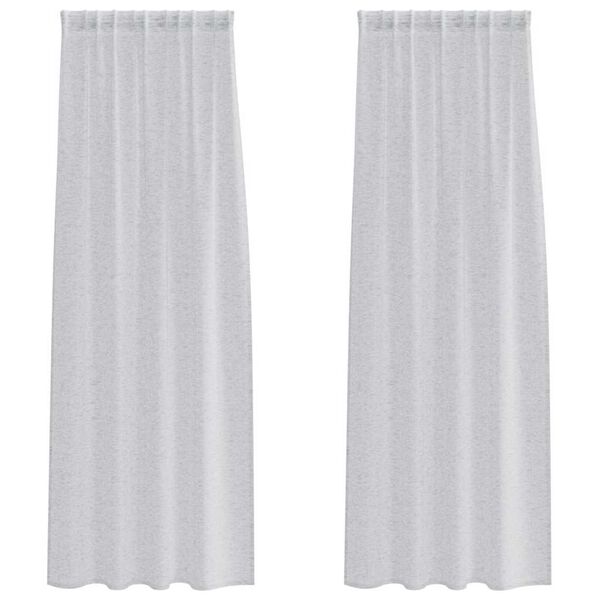 vidaXL Cortina de Voile 2 pcs Cinzento-claro 225 x 140 cm Poli&eacute;ster