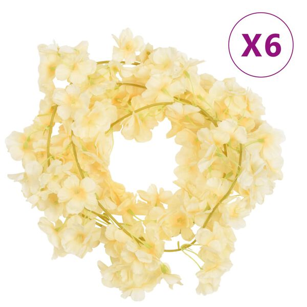 vidaXL Grinaldas de flores 6 pcs 180 cm champanhe