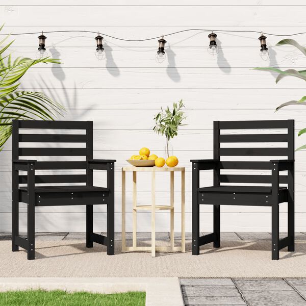 vidaXL Cadeiras de jardim 2 pcs 60x48x91 cm pinho maci&ccedil;o preto