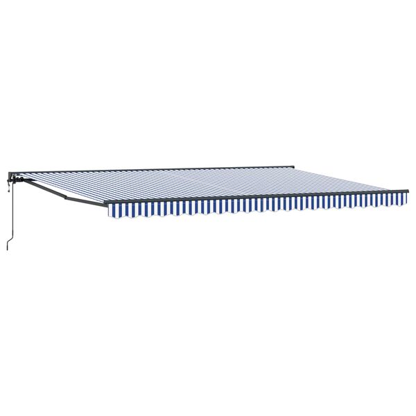 vidaXL Toldo Retr&aacute;til Azul e Branco 500 &times; 300 cm Alum&iacute;nio e Tecido