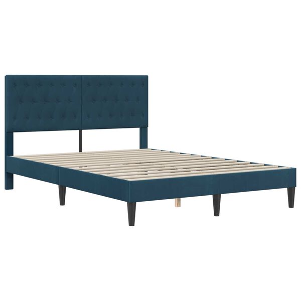 vidaXL Estrutura de cama com colch&atilde;o Azul 120 x 190 cm Veludo