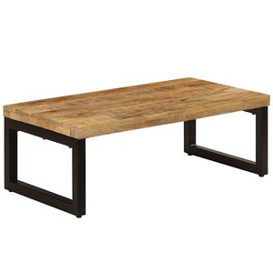 vidaXL Mesa de centro 100x50x35 cm madeira de mangueira maci&ccedil;a e a&ccedil;o