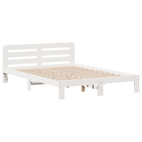 vidaXL Cama sem colch&atilde;o 135x190 cm madeira de pinho maci&ccedil;a branco