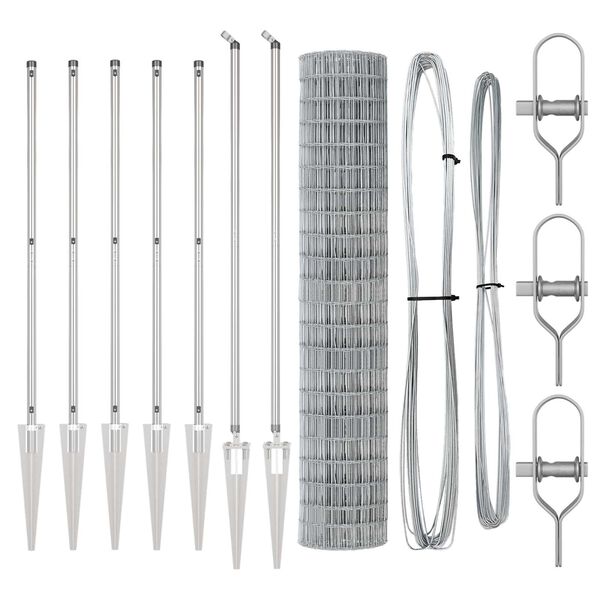 vidaXL Cerca com Poste Prateado 1,5 x 10 m A&ccedil;o