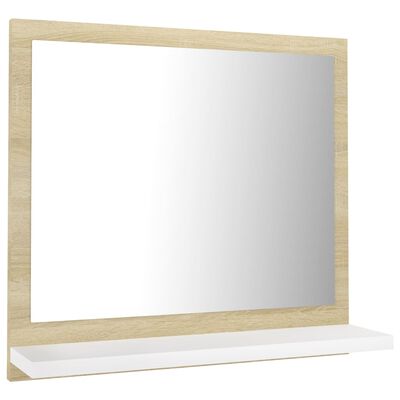vidaXL Espelho casa de banho 40x10,5x37cm contrapl. branco e carvalho