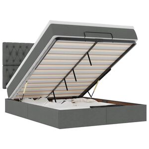 vidaXL Estrutura cama otomana colch&atilde;o 140x200cm tecido cinzento escuro