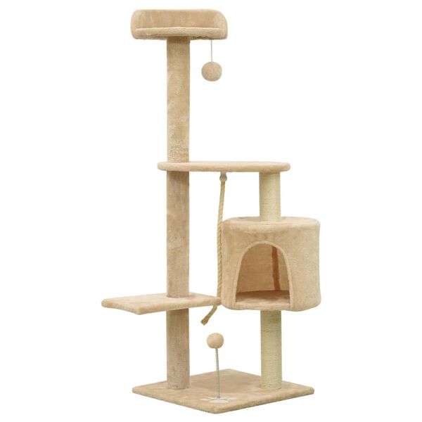 vidaXL &Aacute;rvore p/ gatos c/ postes arranhadores sisal 120 cm bege