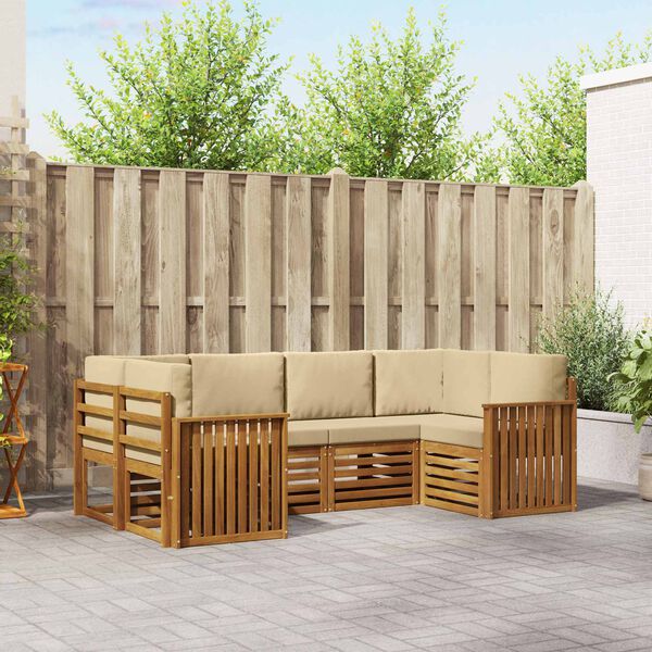 vidaXL Conjunto de Sof&aacute; Sectional com almofada 6 pcs Natural