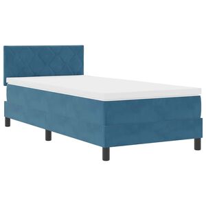 vidaXL Cama Box Spring LED com colch&atilde;o Azul Escuro 100 x 200 cm Veludo