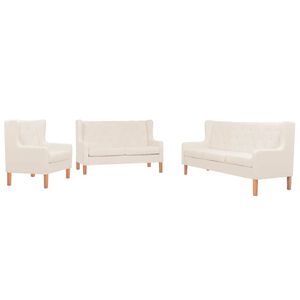 vidaXL Conjunto de sof&aacute;s 3 pcs tecido branco nata