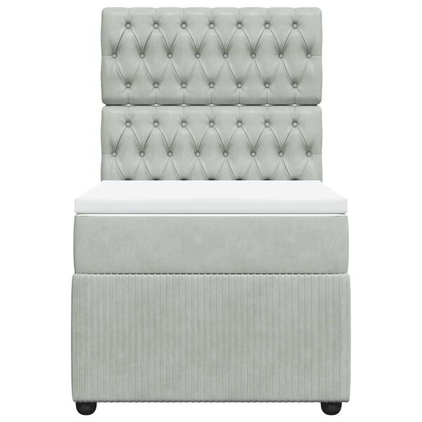 vidaXL Cama com molas/colch&atilde;o 80x200 cm veludo cinza-claro