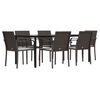 vidaXL 7 pcs conjunto de jantar p/ jardim c/ almofad&otilde;es vime PE e a&ccedil;o