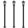 vidaXL Candeeiro de ch&atilde;o para exterior 3 pcs 120 cm a&ccedil;o inox. preto