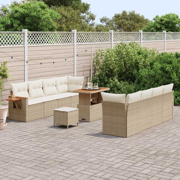 vidaXL Conjunto de Sof&aacute; de Jardim com almofada 11 pcs Bege e Creme