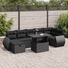 vidaXL 8 pcs conjunto sof&aacute;s de jardim com almofad&otilde;es vime PE preto