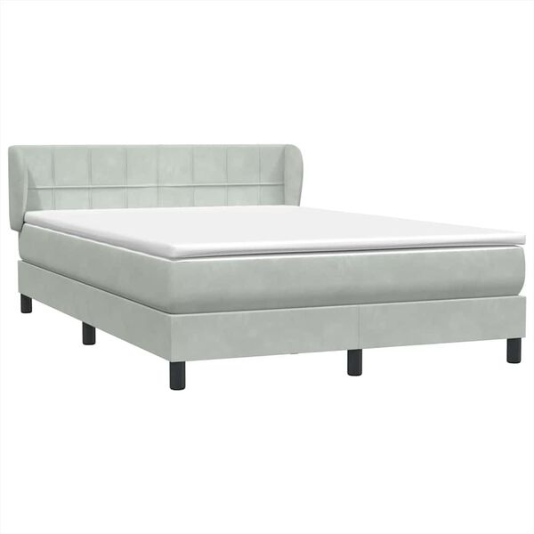 vidaXL Cama com molas/colch&atilde;o 160x210 cm veludo cinzento-claro