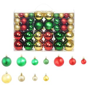 vidaXL Bolas de natal 100 pcs vermelho/dourado/verde