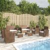 vidaXL 8 pcs conjunto lounge jardim c/ almofad&otilde;es vime PE castanho