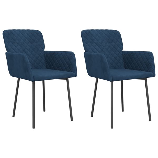 vidaXL Cadeiras de jantar 2 pcs veludo azul