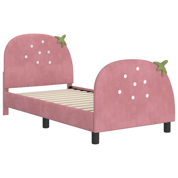 vidaXL Estrutura de Cama Infantil com Cabeceira Rosa 80 x 160 cm